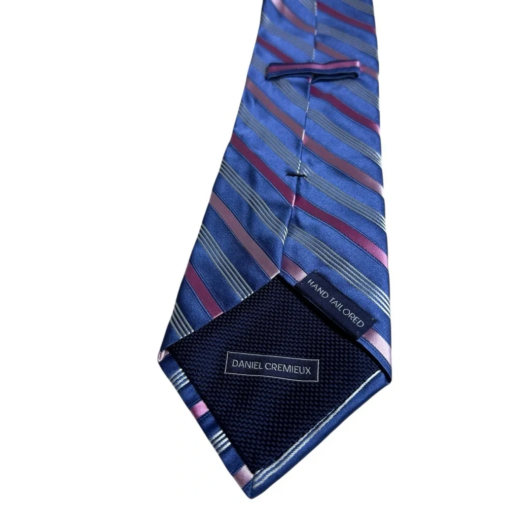 Daniel Cremieux Striped Blue and Pink Breast Cancer Awareness Men's Silk Tie